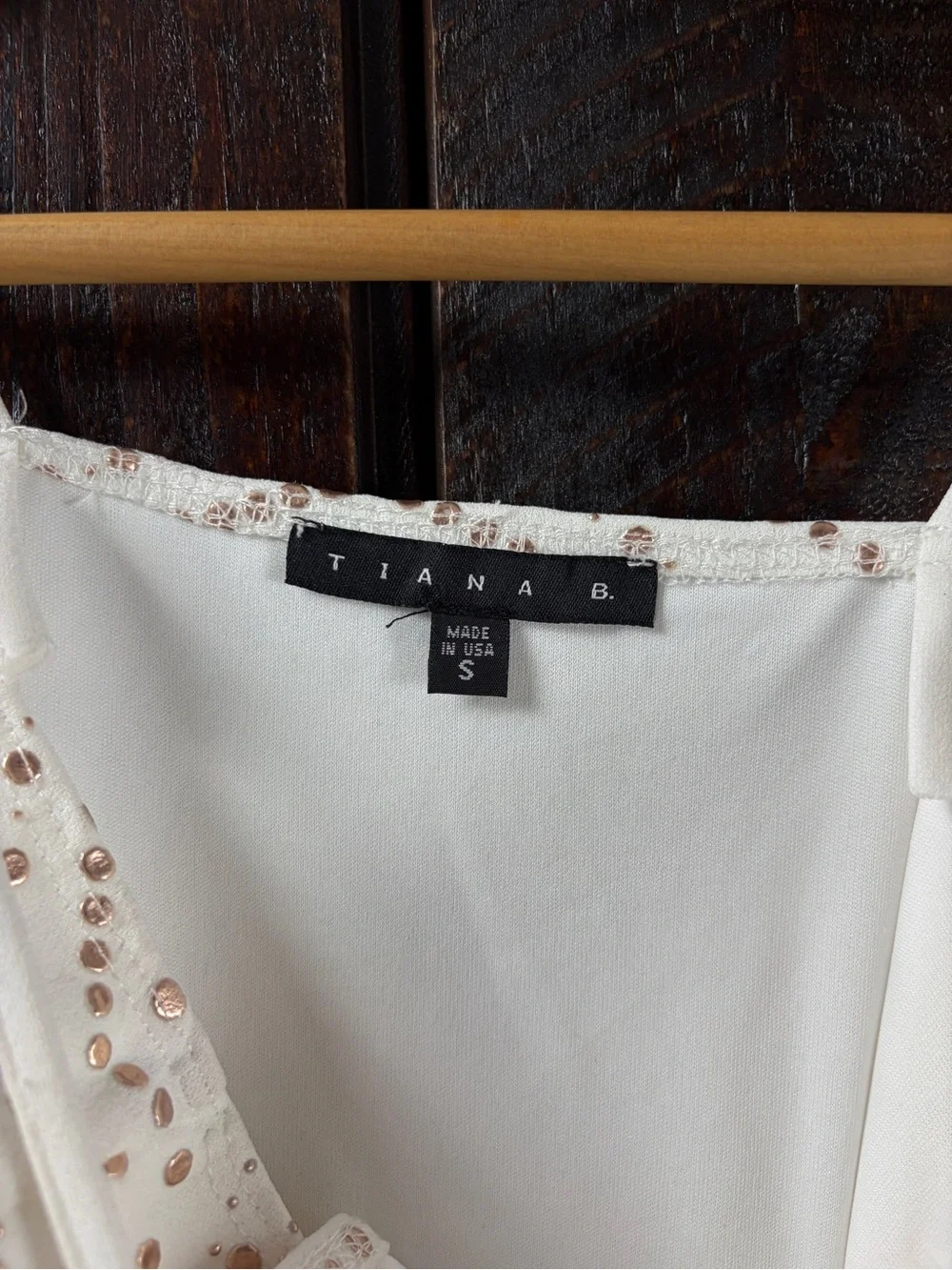 Tiana B. White Rose Gold Studded Mini Dress Size 4 - Picture 7 of 7